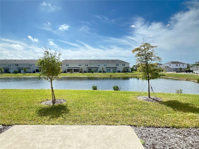 view of water feature with a residential view