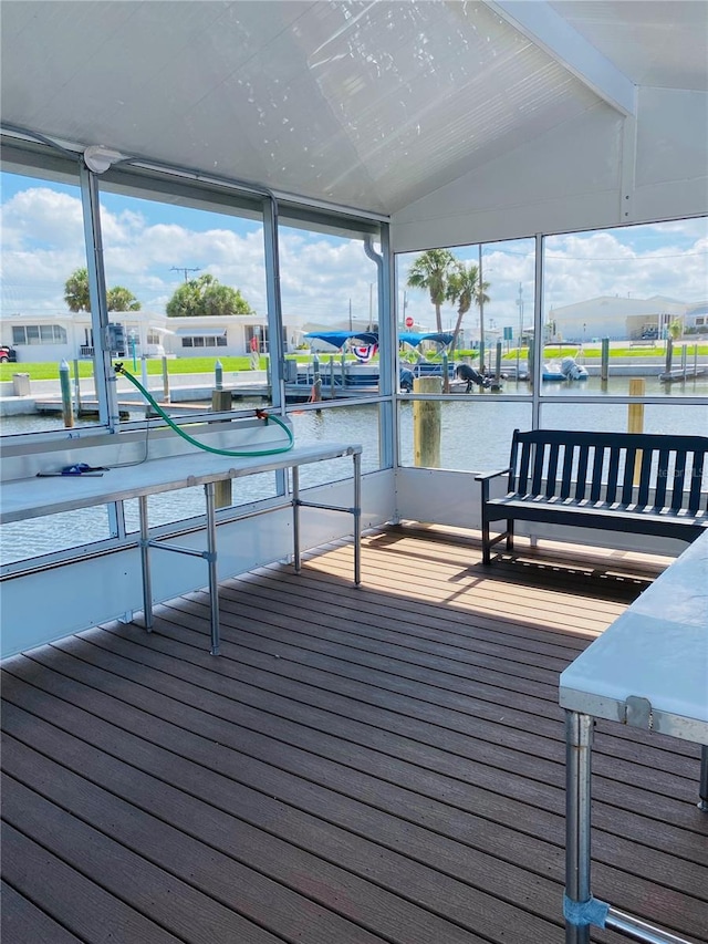 dock area featuring a water view