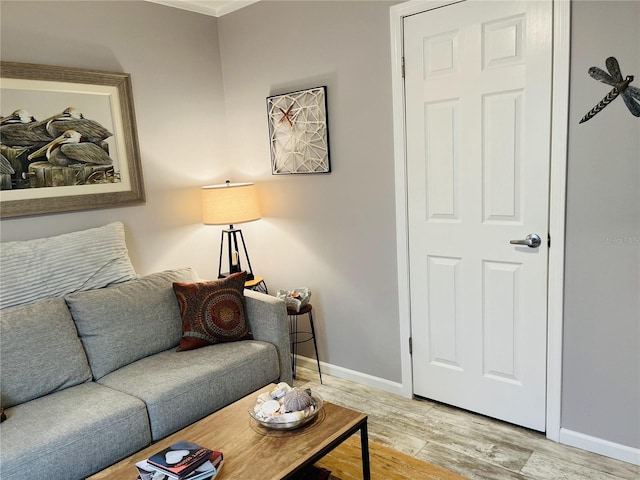 living room with light wood-type flooring