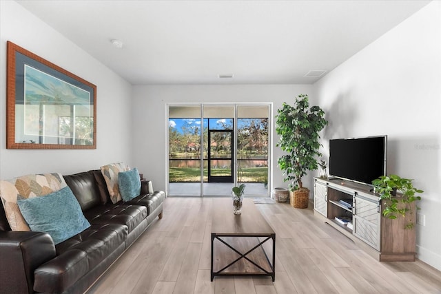 living room featuring light hardwood / wood-style flooring