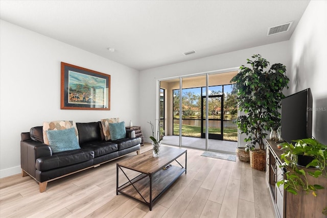 living room featuring light hardwood / wood-style floors