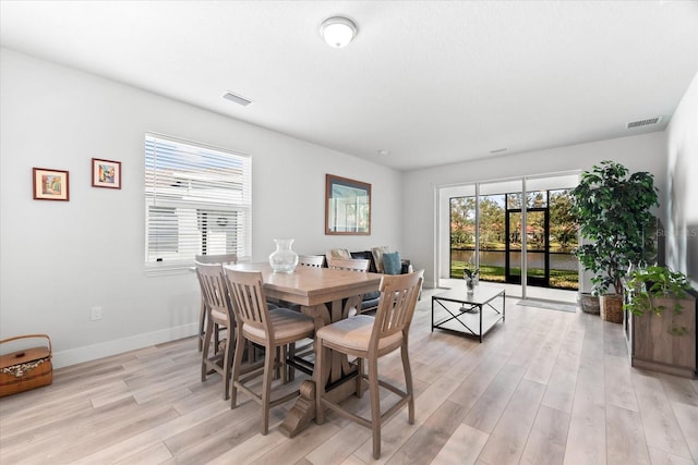 dining room with light hardwood / wood-style floors