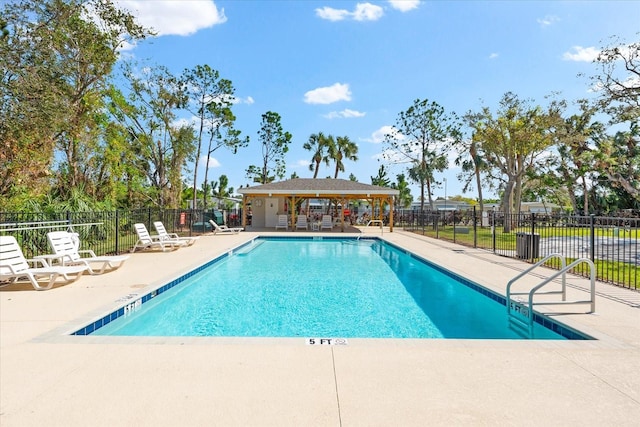 view of swimming pool with a patio