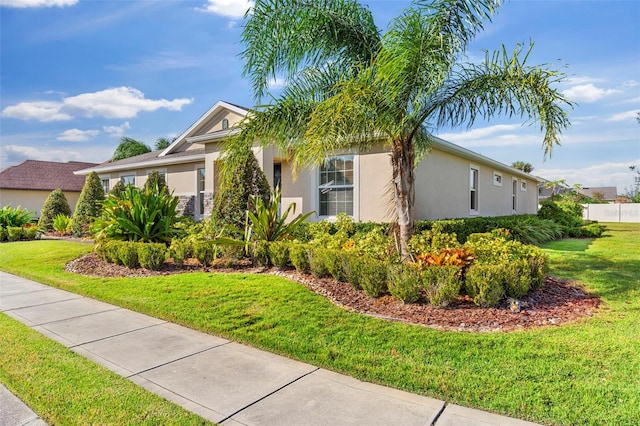 view of front of home featuring a front lawn and stucco siding