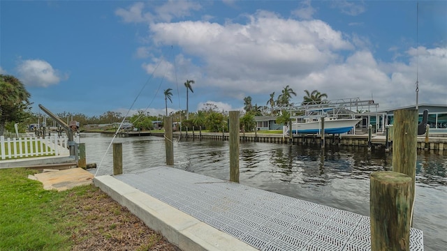 dock area featuring a water view