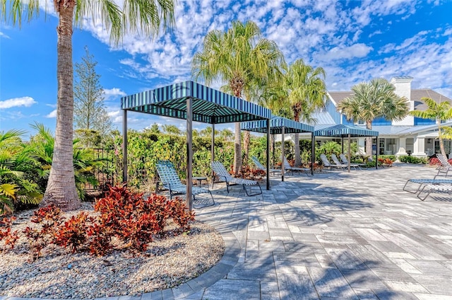 view of property's community featuring a patio