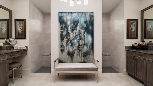9260 Swaying Branch Rd, Sarasota, FL 34241 - full bathroom featuring walk in shower, vanity, and tile patterned flooring
