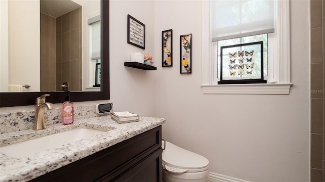 bathroom with toilet and vanity