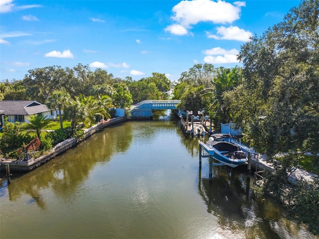 view of dock featuring a water view