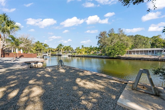 dock area featuring a water view