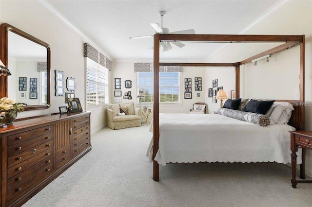 4561 Murcia Blvd Unit 13, Sarasota, FL 34238 - bedroom featuring carpet, crown molding, and a ceiling fan
