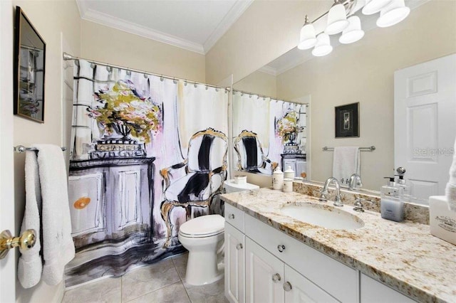 4561 Murcia Blvd Unit 13, Sarasota, FL 34238 - full bathroom with tile patterned floors, crown molding, vanity, and toilet