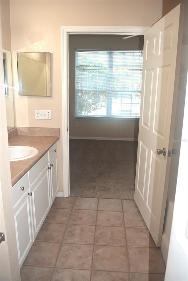 bathroom featuring vanity and tile patterned floors