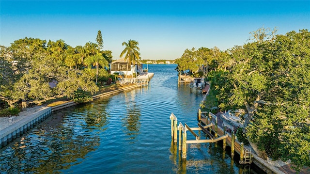 view of dock featuring a water view