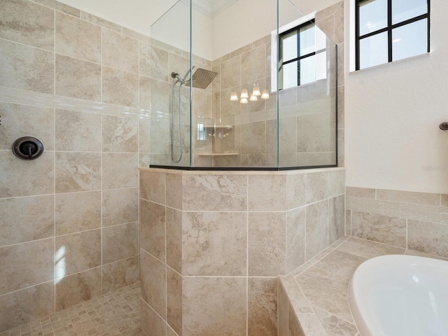 bathroom with plus walk in shower