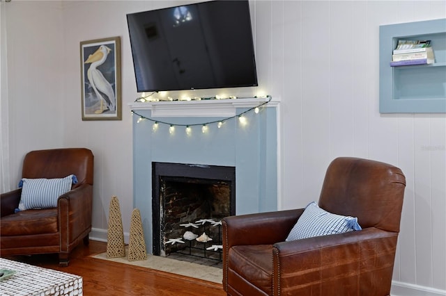 living area featuring wood-type flooring