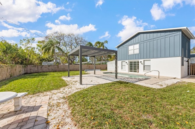 view of yard featuring a patio and a pergola