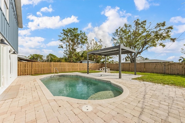 view of pool featuring a patio