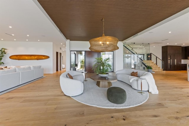 living room featuring light hardwood / wood-style floors