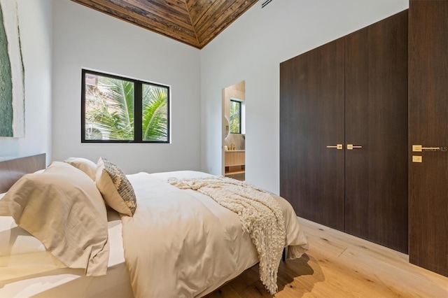 bedroom with light wood-type flooring