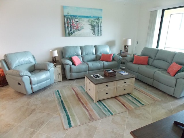 view of tiled living room