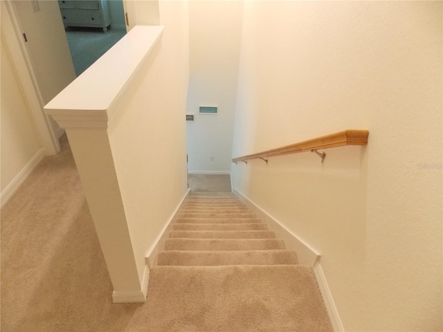 stairs with carpet flooring