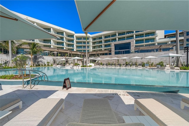 view of pool featuring a patio area