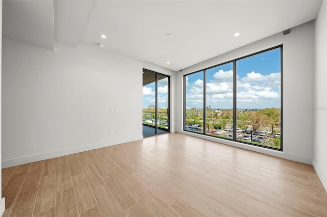 spare room with a healthy amount of sunlight and light wood-type flooring