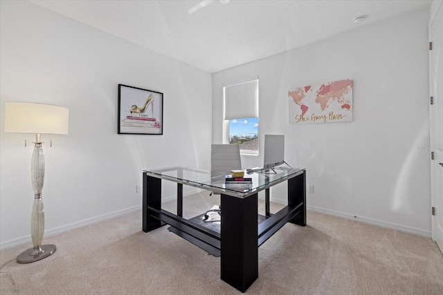 bedroom with light carpet