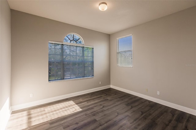 empty room featuring dark wood-type flooring