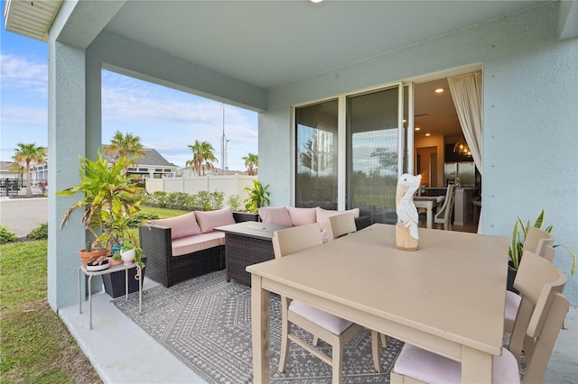 view of patio featuring an outdoor living space