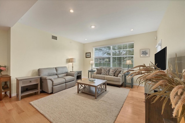 living room featuring light hardwood / wood-style flooring