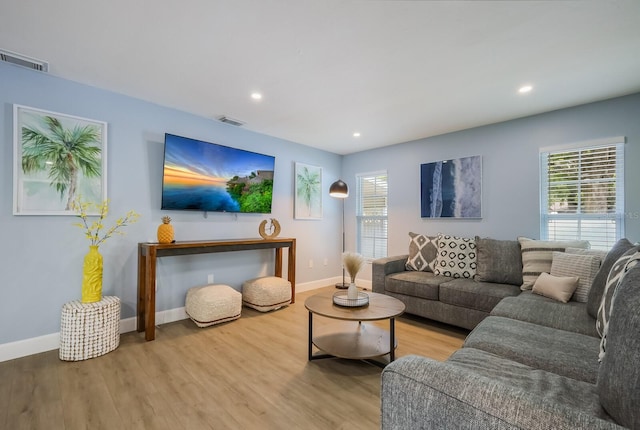 living room featuring light hardwood / wood-style floors