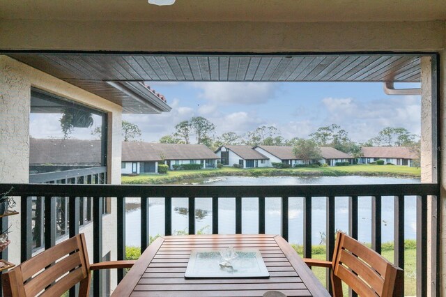 balcony with a water view