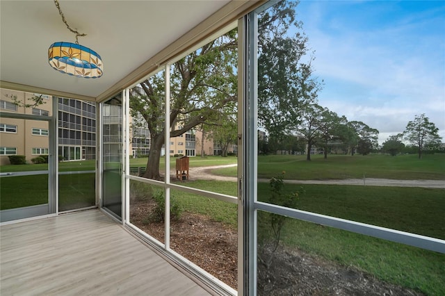 view of unfurnished sunroom