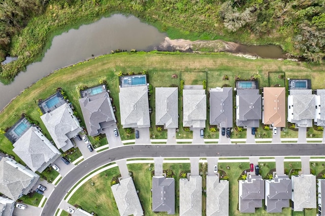 bird's eye view featuring a water view