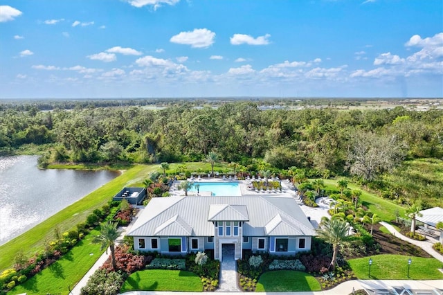 bird's eye view featuring a water view