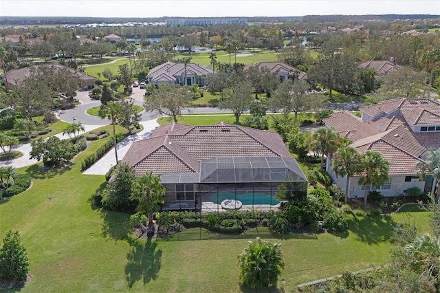 aerial view with a residential view