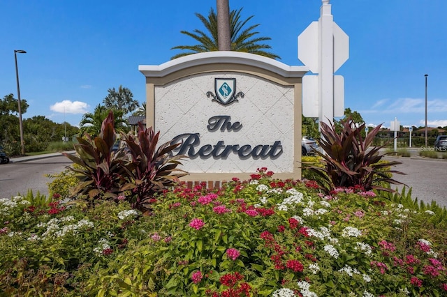 view of community sign