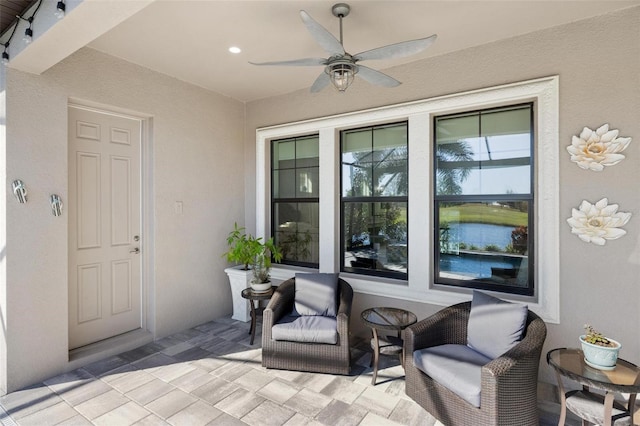 view of patio / terrace with ceiling fan