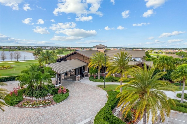 bird's eye view featuring a water view