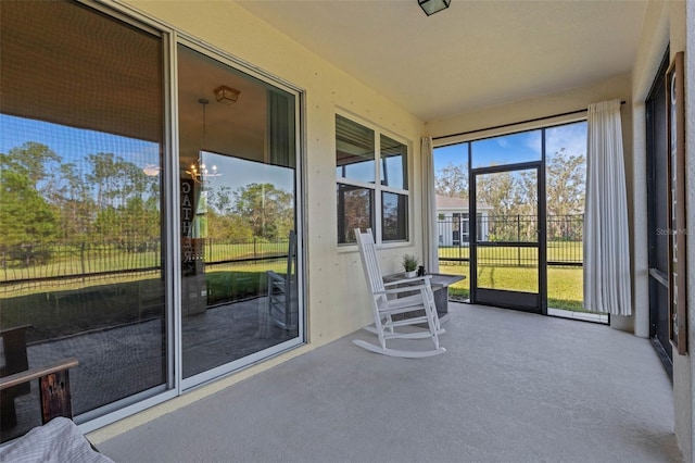 view of unfurnished sunroom