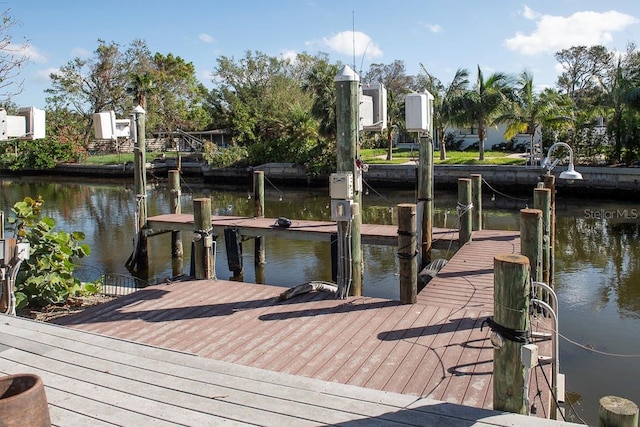 dock area featuring a water view