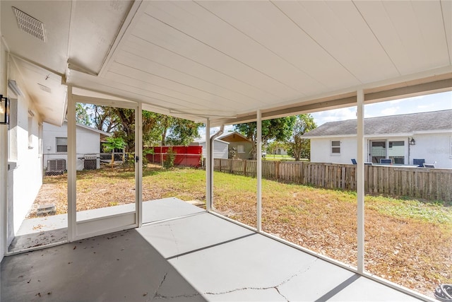 view of unfurnished sunroom