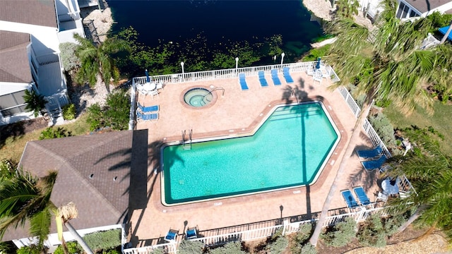 view of swimming pool with a patio