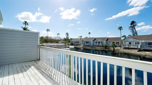 deck with a water view