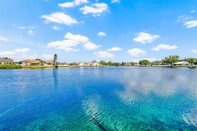 view of water feature with a residential view