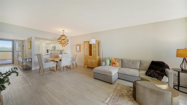 living room featuring light wood-type flooring