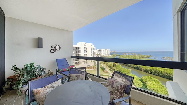 balcony with a water view