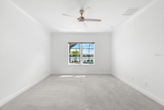 4704 Foxtail Dr, Parrish, FL 34219 - unfurnished room featuring ornamental molding, light colored carpet, baseboards, and ceiling fan